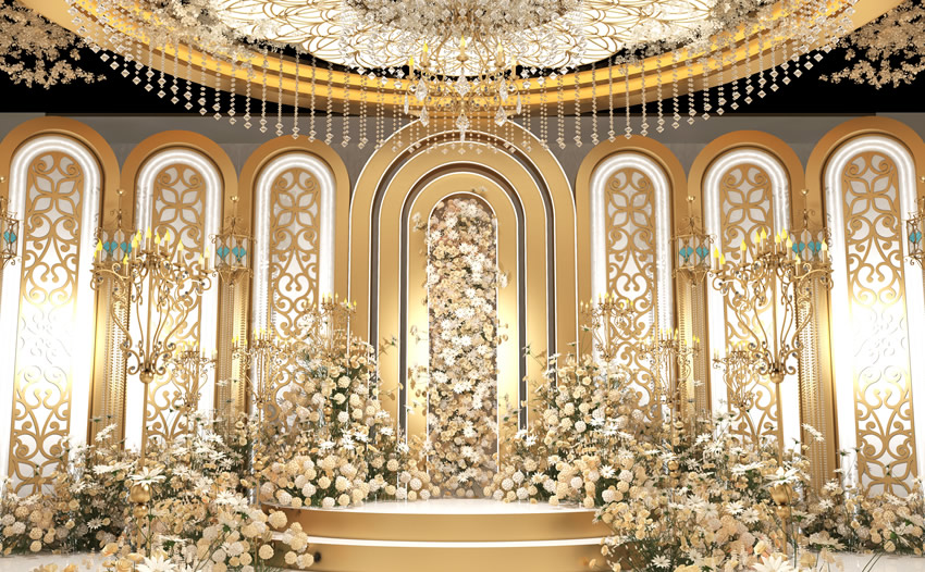 张家港香槟色调婚礼堂效果展示